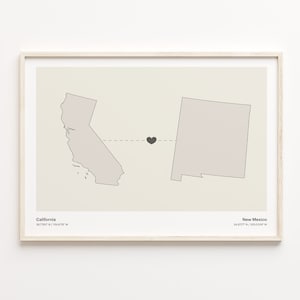 Kalifornien, New Mexico Druck, New Mexico Geschenk, Minimalistische Karte Poster, Reise Wandkunst, Far Apart Karte, C21-1227