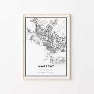 Maracay Print, City Map Art Poster, Venezuela, Wall Art Decor, Modern Black and White Style, Gift For A Friend, C13-765