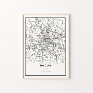 Padua Print, City Map Art Poster, Italy Italia, Wall Art Decor, Modern Black and White Style, Dining Room Wall Art, C13-711