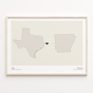 Texas, Arkansas Print, Arkansan Geschenk, Minimalistische US Bundesstaat Verbindungskarte Poster, Reise Wandkunst, Expat, C21-1249
