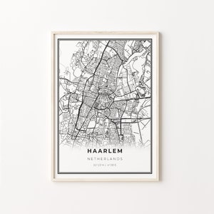 Haarlem Print, Stadt Karte Kunst Poster, Niederlande Nederland, Wand Kunst Dekor, Moderner Schwarz Weiß Stil, Esszimmer Poster, C13-658