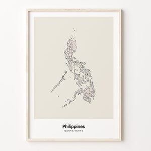 Philippines Print, Filipino Gift, Minimalistic Country Map Poster, PH Line Art, Earth tone decor, C24-145