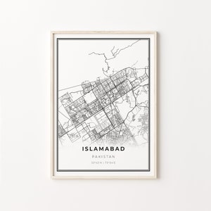 Islamabad Print, City Map Art Poster, Pakistan, Wall Art Decor, Modern Black and White Style, Livingroom Gifts, C13-654