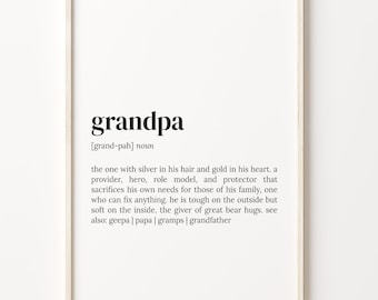 Grandpa Definition Print, Dictionary Poster, Quote Wall Art, Grandpa Cute Art, Grandpa Cute Quote, Gift For Grandpa, C17-624