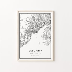 Cebu City Print, City Map Art Poster, Philippines, Wall Art Decor, Modern Black and White Style, Livingroom Poster, C13-417