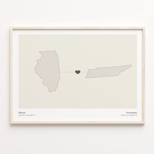 US Bundesstaat Tennessee Druck, Tennessee Geschenk, Minimalistische Verbindungskarte Plakat, Reise-Wand-Kunst, Umzug nach Übersee, C21-1498