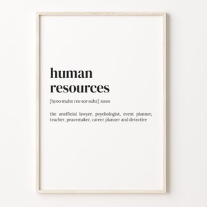 Human Resources Definition Print, Dictionary Poster, Quote Wall Art, Human Resources Art, Human Resources Gift, Hr Funny Quote, C17-223