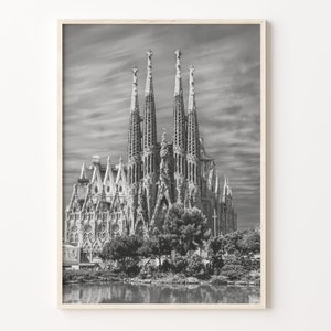 Barcelona Matted Poster Print, Barcelona Black and White Art, Barcelona Decor, Barcelona Travel, City Map, C18-139