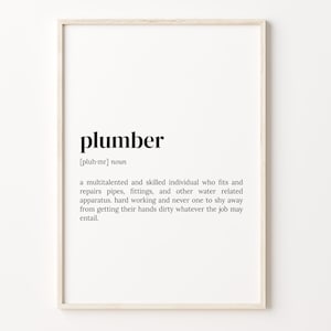 Plumber Definition Print, Dictionary Poster, Quote Wall Art, Plumber Funny Art, Plumber Funny Gift, Gift For Plumber, Gift For Him, C17-357