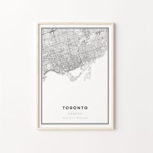 Impressão de Toronto, pôster de arte de mapa da cidade, Ontário no Canadá, decoração de arte de parede, estilo moderno em preto e branco, arte minimalista, C13-580