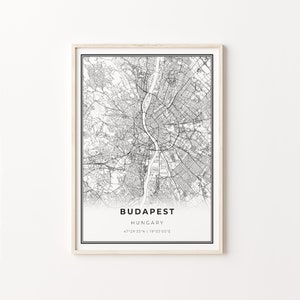 Stampa di Budapest, City Map Art Poster, Ungheria, Wall Art Decor, Modern Black and White Style, Gift Ideas House, C13-827