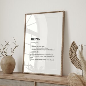 Taurus Definition Print: Zodiac Sign Wall Art image 2