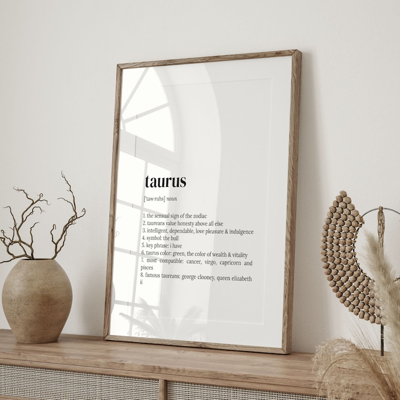 Taurus Definition Print: Zodiac Sign Wall Art image 2