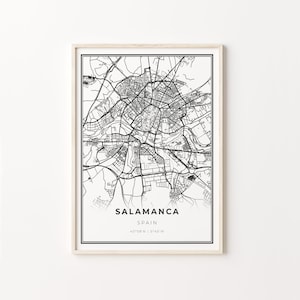 Salamanca Print, Stadt Karte Kunst Poster, Spanien, Wand Kunst Dekor, Modern Schwarz Weiß Stil, Büro Geschenke, C13-922