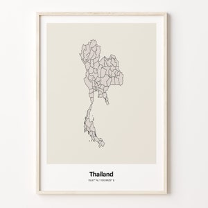 Thailand Print, Thai Gift, Minimalistic Country Map Poster, TH Line Art, Neutral tones art, C24-180