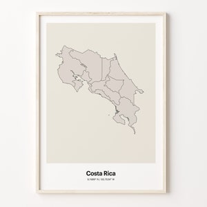 Costa Rica Print, Costa Rican Gift, Minimalistic Country Map Poster, CR Line Art, Trendy wall art, C24-42