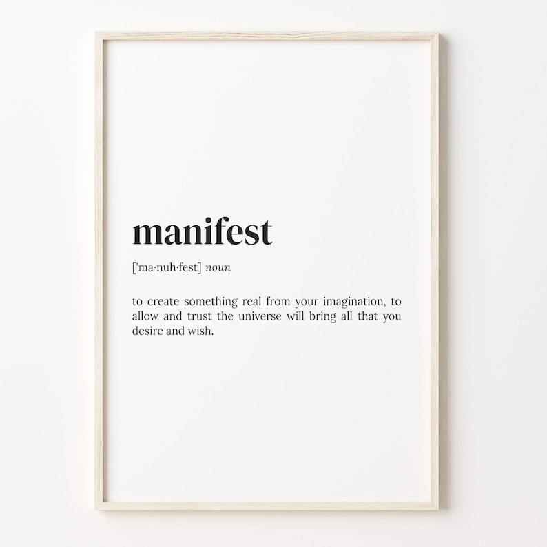 Manifest Definition Print, Dictionary Poster, Quote Wall Art ...