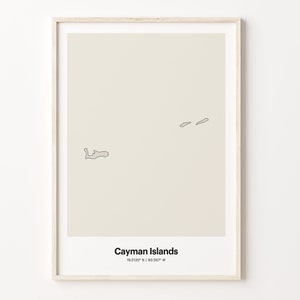 Cayman Islands Print, Caymanian Gift, Minimalistic Country Map Poster, KY Line Art, Subdued wall art, C24-34