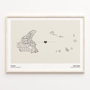 Kanada Kap Verde Druck, Kanadisches Geschenk, Minimalistisches Land Karte Poster, Reise Wandkunst, Übersee Liebesgeschenk, C21-629