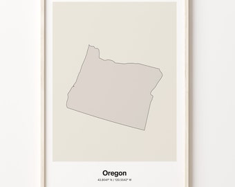 Minimalist Oregon Map Print: Line Art Poster