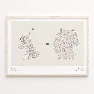 Großbritannien, Deutschland Druck, Deutsches Geschenk, Minimalistische Landkarte Poster, Großbritannien Kunst, Auslandsgeschenk, Studieren im Ausland, C21-266