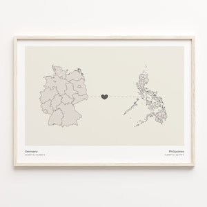 Germany Philippines Map Print: Minimalist Country Connection Art