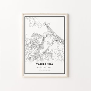 Tauranga Print, City Map Art Poster, New Zealand, Wall Art Decor, Modern Black and White Style, Art Poster, C13-857