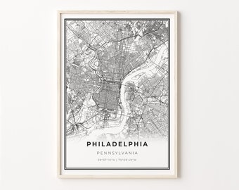Philadelphia Map Print: Modern Black and White Wall Art