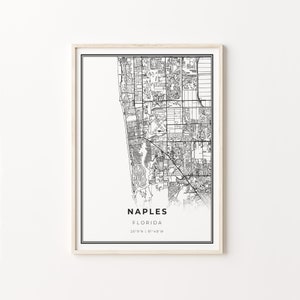 Napels print, stadskaart kunst poster, Florida FL USA, Wall Art decor, moderne zwart-wit stijl, kaart poster voor muur, C13-44