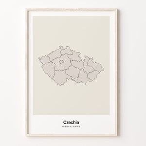 Czechia Map Print: Minimalist Line Art, Modern Home Decor