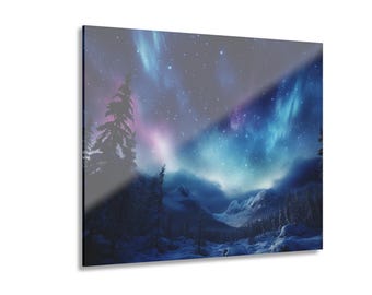 Starry Serenity: betoverend noorderlicht op acrylglas