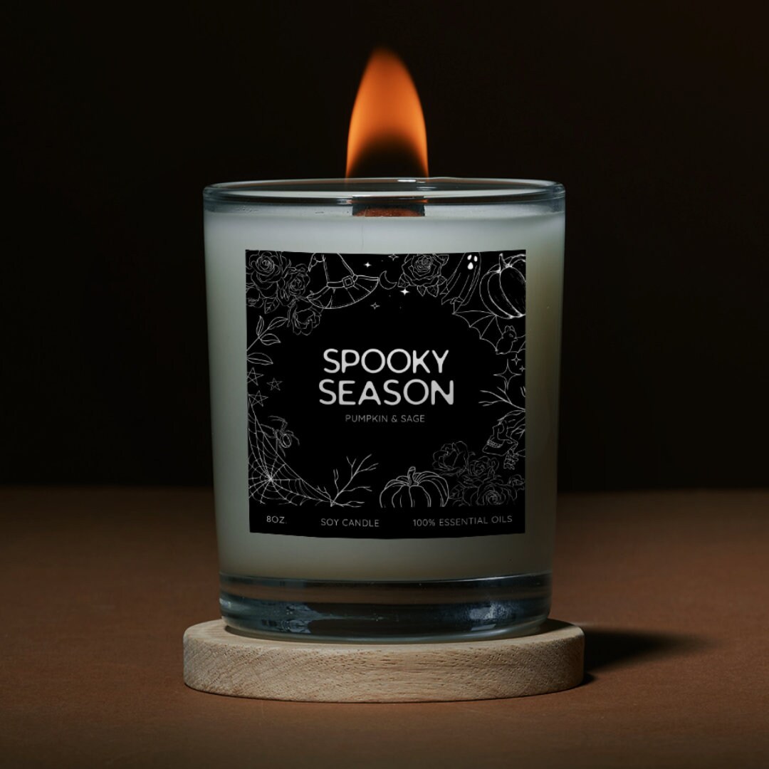 Halloween Candle Label Canva Template Editable Spooky Label Design