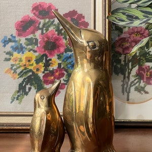 vintage brass penguin pair