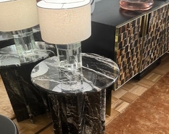 Nero Marquina Marble Console Coffee Table, Custom Order Coffee Table, Natural Stone, Hand Carved Marble Table, Vanity Desk, Marble Desk