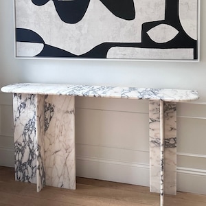 Calacatta Violet Marble Coffee Table, Custom Order Coffee Table, Natural Stone, Hand Carved Marble Table, Vanity Desk, Marble Desk