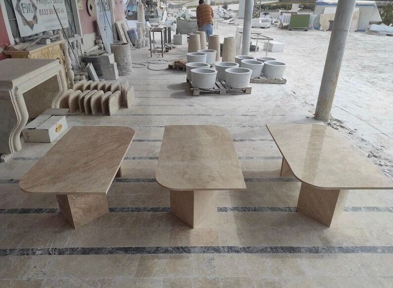 Travertine Marble Table, Custom Order Coffee Table, Natural Stone, Hand
