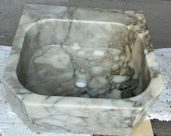 Lavabo de mármol Calacatta Monet, lavabo de tocador personalizado, piedra natural