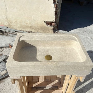 Travertine Marble Sink, Custom Order Washbasin, Powder Room Sink, Wall Mounted Marble Vanity, Kitchen Tool, Small Marble Sink, Natural Stone