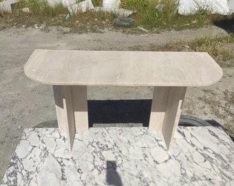 Mesa de centro de mármol travertino, mesa de centro de pedido personalizado, piedra natural, mesa de mármol tallada a mano, escritorio de tocador, escritorio de mármol