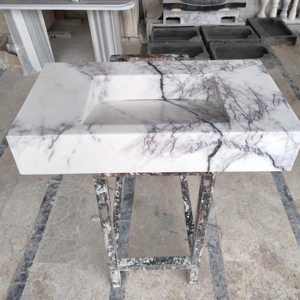 Lilac Marble Sink, Custom Order Washbasin, Powder Room Sink, Natural Stone, Special Order Marble Vanity, Hand Carved Marble Sink, Sink Top