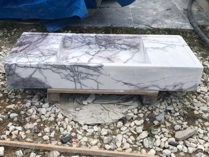 Lilac Marble Sink, Custom Order Washbasin, Powder Room Sink, Natural Stone, Special Order Marble Vanity, Hand Carved Marble Sink, Sink Top
