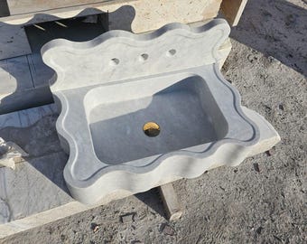 Handgefertigtes Waschbecken aus Carrara-Marmor, maßgefertigter Waschtisch, Naturstein
