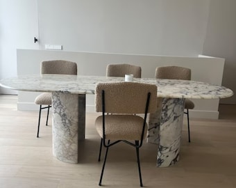 Calacatta Viola Marble Dining Table, Custom Order Coffee Table, Hand Carved Marble Table, Dining Marble Table, Natural Stone, Dinner Table