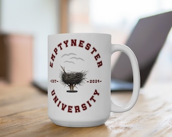 Caneca de café vazia nester, design de ninho de pássaro, presente de ninho vazio, caneca comemorativa, celebração de ninho vazio, presente perfeito para nesters vazios.