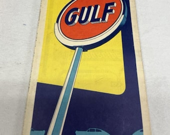 1950s Ohio Gulf Oil Tourgide Road Map Highway Sign Gas Station Advertising