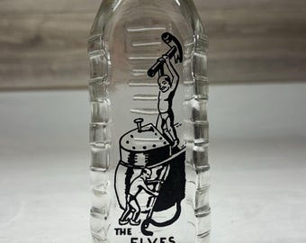Vintage Samuel Callet Co. The Elves Glass Baby Bottle 1950 1970 Black Pyrography