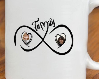 Family Infinity Heart Photo Frame: Laser Cut SVG, DXF, PDF (Digital Download)