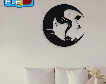 Dreamy Chalet Saturn Swing SVG: Laser Cut Wall Art Design