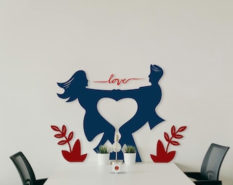 Love Themed Couple Silhouette (Heart-Shaped) SVG DXF Laser Cut CNC Ready Vector File