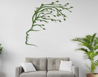 Minimalist Woman Face Tree Line Art SVG | Laser Cut File (Digital Download)